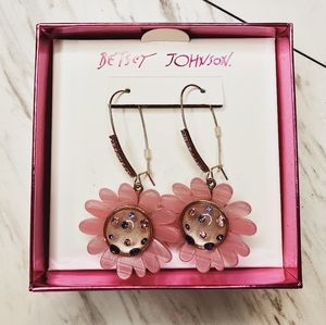 Betsey Johnson Large Flower Shepard Hook Earrings